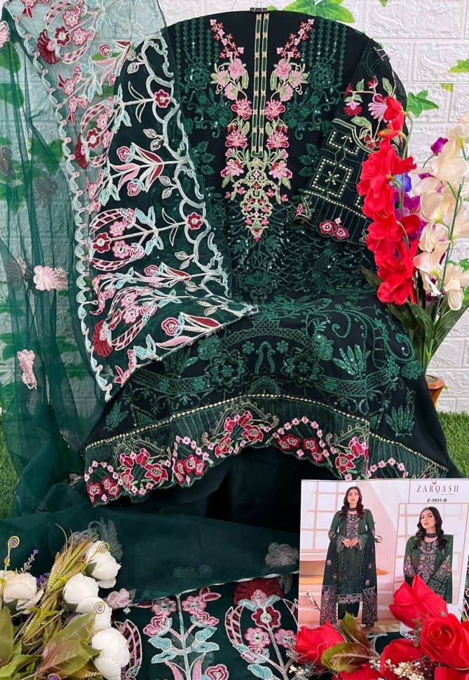Z 3031 By Zarqash Heavy Georgette Pakistani Suits Wholesale Clothing Suppliers In India